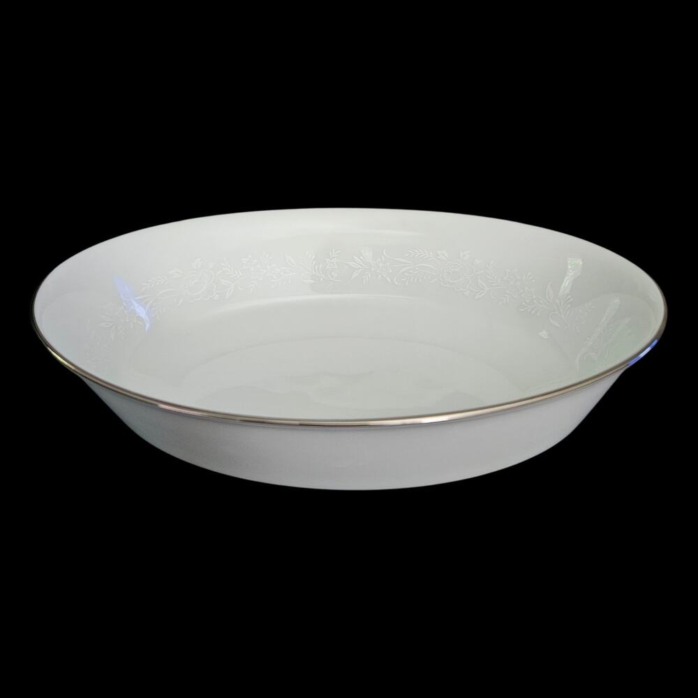 Noritake Reina 6450 Oval Serving Bowl Platinum Trim Japan Fine China